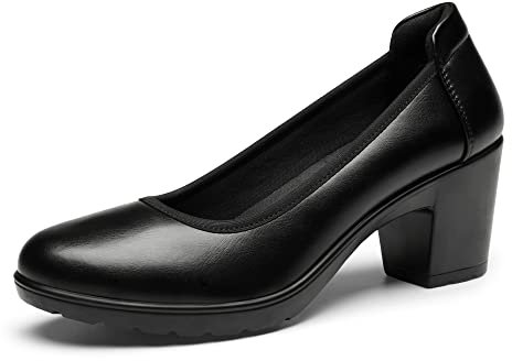 DREAM PAIRS Scarpe con Tacco Largo Eleganti Comode da Donna Décolleté con Tacco Alto Classico Décolleté in PU da Lavoro,Size 41,Nero,SDPU2230W-E