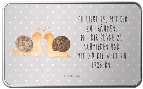 Mr. & Mrs. Panda Metalldose rechteckig Schnecken Liebe - Geschenk, Paar, Vorratsbox, Container, Hocheitstag, Blechdose, Aluminiumdose, Ehemann,
