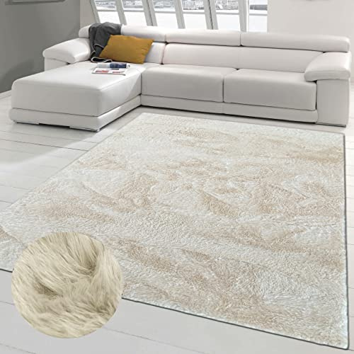 Teppich-Traum Weicher Teppich Schlafzimmer Wohnzimmer – schön flauschig weich – beigefarben, 200x280 cm