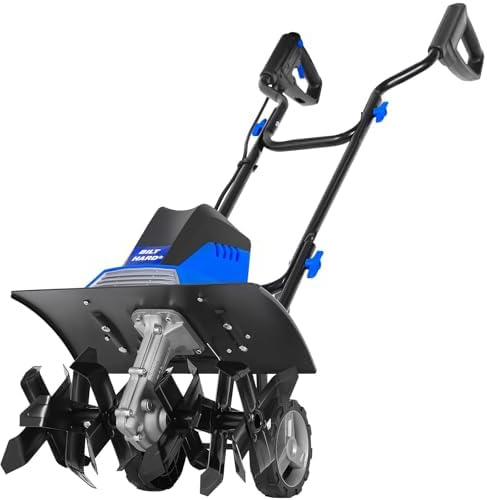 BILT HARD Tiller Cultivator 16 inch, 13.5 Amp 6 Steel Tines Tillers for Gardening Foldable, Electric Garden Rototiller with Adjustable Wheels