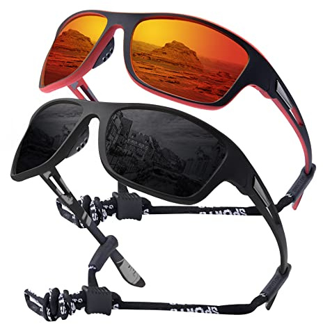 OKH 2 stück polarisierte UV400 Goggle Männer Frauen, die sich um eine Sport -Sonnenbrille umwickelt haben, Radfahren für Fahrräder, Angeln, Laufen, Klettern, Baseball