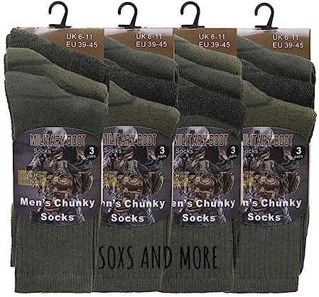 6 Pairs Mens Army Military Socks Thermal Hiking Boots Combat warm UK 6-11