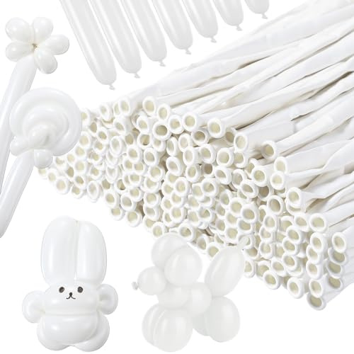 Lenwen 1000 Pcs Long Balloons Bulk 260 Latex Twisting Balloons Decoration for Birthday, Wedding, Festival, Clowns, Party Supplies(White)