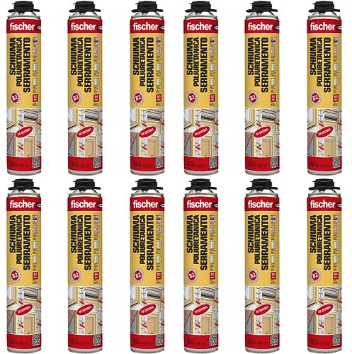 Fischer 71043 PUP W 750 Polyurethan-Schaum Türschlösser für Pistole, Weiß, 12 x 750 ml
