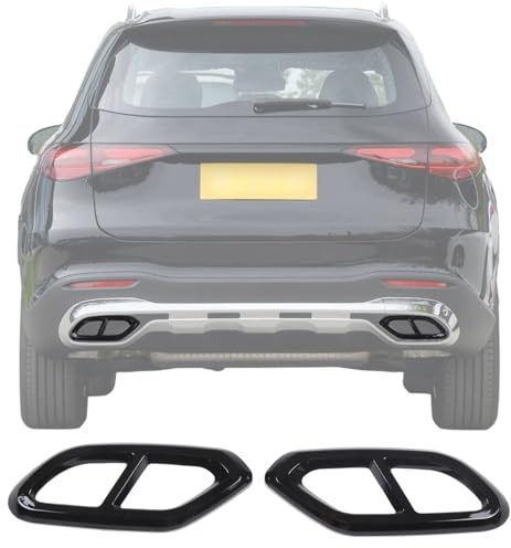 Car Outlet Tailpipe Frame Muffler Exhaust Pipe Cover For Mercedes Benz GLC Class X254 2023-2024 Exterior Accessories Exhaust Muffler Tail Pipe Trim Cover 2pcs (Black)