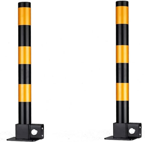 2 x Steel Retractable Folding CAR Security Parking Driveway Vehicle Post Bollards Includes Locks and Bolts – Anti Theft Security Post Bollard Parking Barrier (Pole Shape)