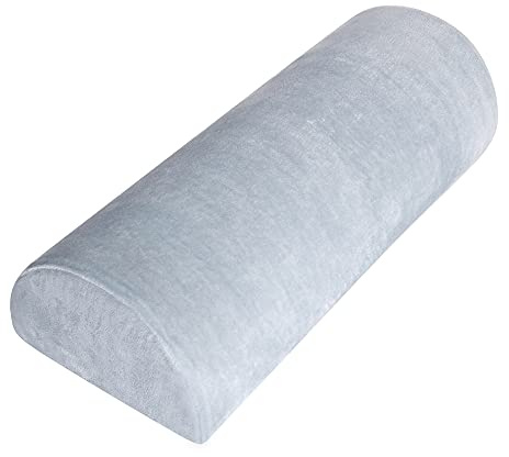TANYOO Half Moon Pillow Bolster, Pain Relief Cushion with Removable/Washable Velvet Cover, Leg Elevation Pillow, Effective Support for Side and Back Sleepers, Neck, Legs, Knees & Waist (Grey)