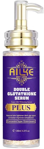 AILKE BOOST LUSTER Double Glutathione Plus Serum Super Whitening, Feuchtigkeitsspendend, Entfernt dunkle Flecken, Aufhellung der Haut, für Gesicht und Körper, 120 ml (1 Flasche)