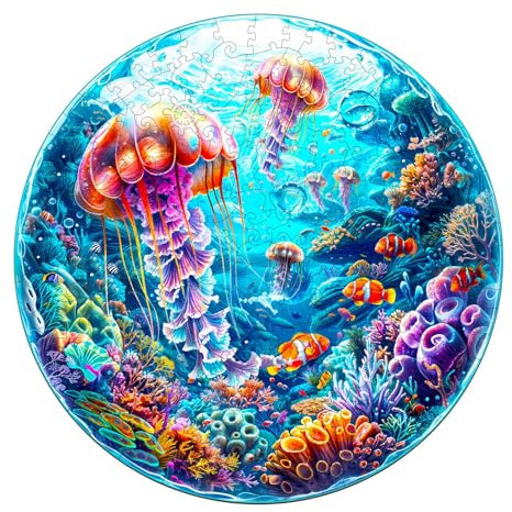 Jigfoxy Holzpuzzle Erwachsene, Ozean Holz Puzzle Erwachsen, Wooden Puzzle Holz Puzzle Erwachsen Und Kinder, Einzigartiges Lernspielzeug in Tierform für Freunde der Familie L-34 * 34cm-300pcs