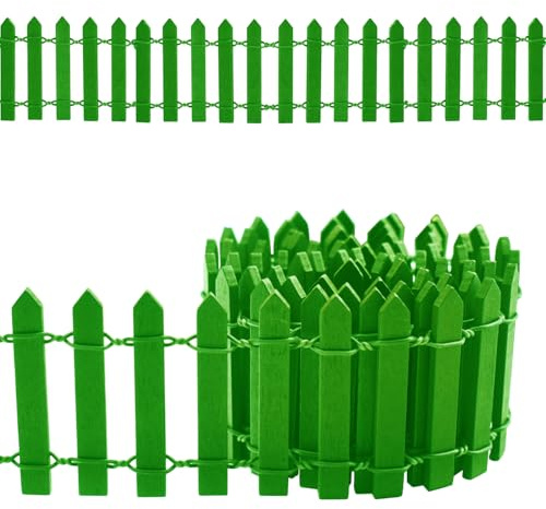 Miniatur-Gartenzaun HolzzaunFlexibler Miniatur-Zaun, Miniatur Zaun Gartenzaun Holz, verwendet für Miniaturlandschaft Puppenhaus Blumentopf Fee Gartendekoration 100cm*5cm Grün