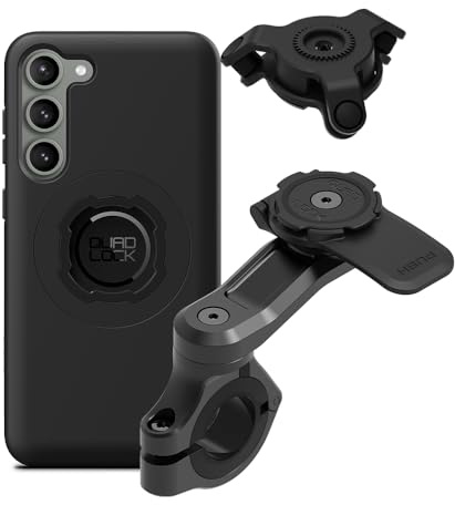 Quad Lock Telefonfäste för Motorcykelstyre PRO med Vibrationsdämpare och MAG-fodral för Galaxy S23+