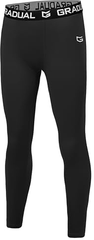 G Gradual Boys Compression Leggings Quick Dry Youth Basketball Football Pants Base Layer Sports Tights for Boys(Black,S)