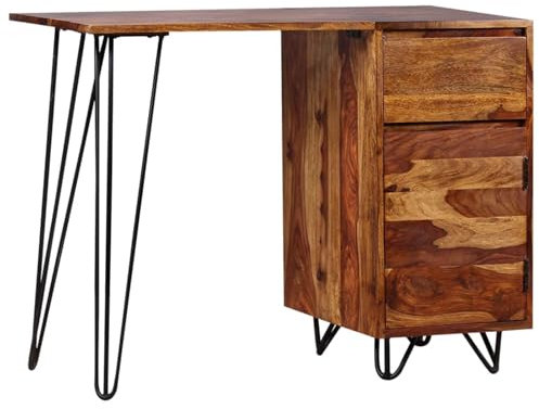 ShGaxin Schreibtisch mit 1 Schublade und 1 Schrank Massivholz, Gaming Tisch, Computertisch, Computer Desk, Office Table, Bürotisch, Arbeitstisch, Nähtisch, Pc Tisch