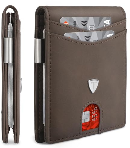 Tomylv Geldbörse Herren Slim RFID Blocking Portmonee Herren mit 13 Kartenetui