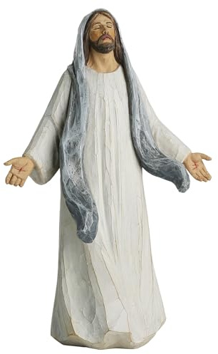 ShineOnAngel Jesus Christus Statue Jesus mit offenen Armen für modernes Zuhause, religiöses Geschenk, 24,1 cm, handbemalt