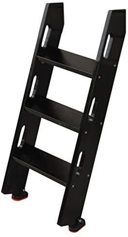 Kids Elderly Adults Twin Bed Ladder for High Beds, Wooden Black Low Loft Bunk Bed with Handrail & Foot, Hook-On Step Ladder(3-tier/Tall 1m)