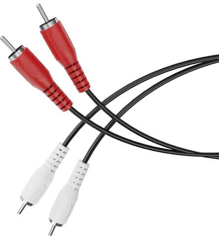 HDSupply cable RCA, 5.00m cable de audio RCA, audio estéreo cable RCA, 2x enchufe RCA a 2x enchufe RCA, para subwoofer, barra de sonido, TV, amplificador, hi-fi, negro