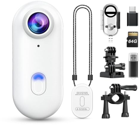 Losfom Action Camera Z10 4K, 64 GB, fotocamera sportiva indossabile con custodia impermeabile, clip magnetica e accessori per montaggio rapido, piccola videocamera per ciclismo, immersioni, viaggi