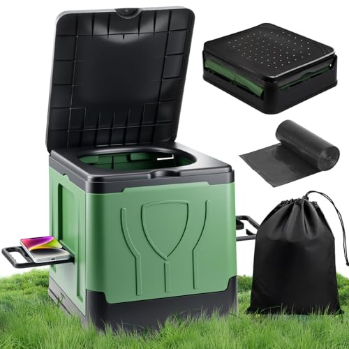 Campingtoilette Faltbare Groß,30L Aktualisierung Mobile Trenntoilette mit Toilettenbeuteln und Aufbewahrungstasche, 12 Toilettenbeuteln,Maximale Tragung 150KG, Tragbare für Camping, Stau