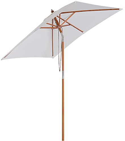 DecHome - Ombrellone da Giardino 2x1.5 mt in Legno colore Beige