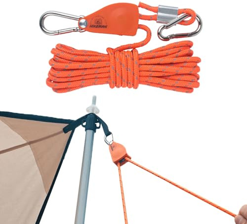 Reflekterande tältrep – 5 m campingrep med spännare | reflekterande campingtältrep | stabilt reflekterande spännrep för tält, tarp, presenning, paviljong, solsegel, utomhus, campingtillbehör