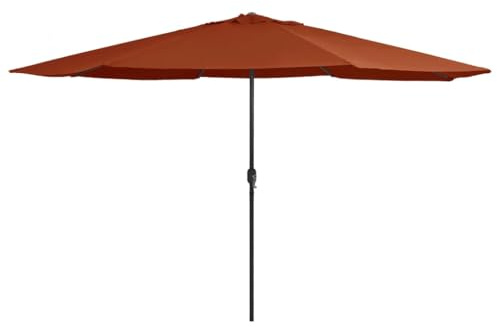 Parasol de Jardin Extérieur, Mât en Métal Robust avec Toile Polyester Résistant, Parasol Terrasse et Balcon, Mécanisme à Manivelle Facile, 8 Baleines Stables, Couleur Terre Cuite,390 x 247 cm