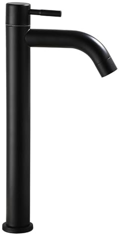 Wasserhahn Bad Hoch Schwarz Kaltwasser Einhebelmischer Waschbecken G1/2 Armatur Aufsatzwaschbecken,Schwarz