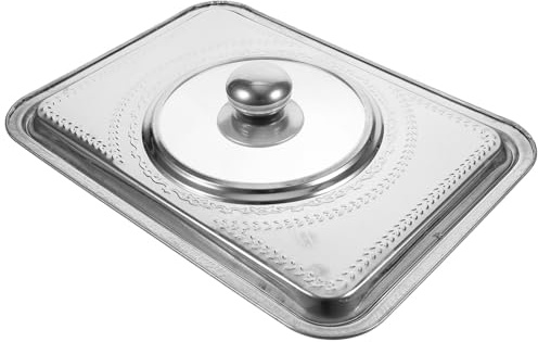 SOLUSTRE Tapa para Bandeja de Acero Inoxidable Cubierta Protectora Visible para Pescado y Barbacoa Fácil de Limpiar para Hogar Restaurante y Hotel