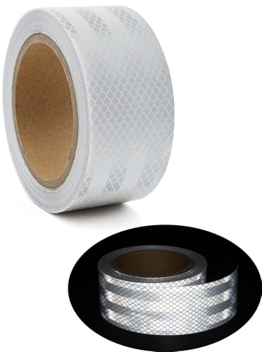 BGOBTY Bande Reflechissante Autocollante,10m*5cm Ruban Réfléchissant,Ruban Reflechissant Adhesif,Bande Autocollante Voiture,Reflective waterproof cuttable,for vehicles,cars,Extérieur (Diamant blanc)