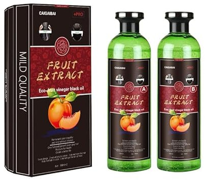 CAIGAIBAI Fruit Extract Permanent Hair Color Cream Black – Eco-Fruit Vinegar Oil Dye Kit with 100% Gray Coverage, Mild Formula for Damaged Hair – (250ml x 2)
