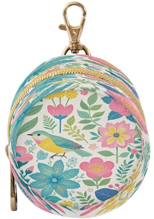 Rosa blommor och gröna fåglar baby napp hållare fodral med dragkedja och klämma armbandsplånbok, nyfödda nödvändigheter contenedor para chupete