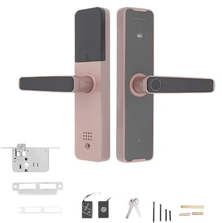 Serratura intelligente per porta, sottile impronta digitale, 5 modalità di sblocco, impronte digitali/scheda/chiave/sblocco codice/app, adatto per porte con uno spessore di 30-50 mm