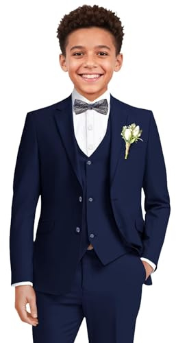 Navy Blue Suit for Toddler Size 8 Boy Wedding Easter Outfit Boy's Formal Tuxedo Suit Set 1st Communion Baptism Dress Clothes