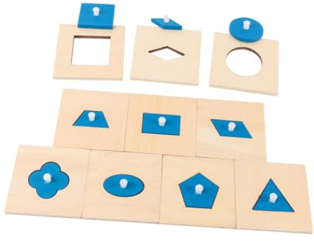 GARVALON Bloques de Construcción de Madera 10 Piezas, Juguetes para Combinar Formas y Cognición Sensorial, Tablero Geométrico Educativo para Desarrollo Temprano