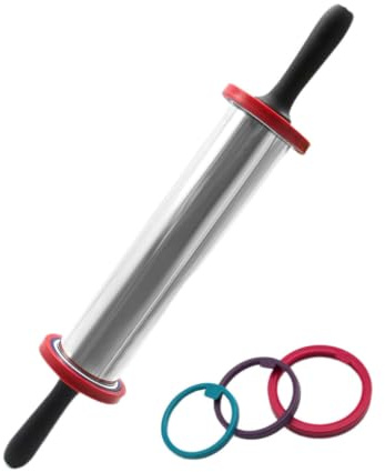 MAGICLULU Mattarello con Anelli di Spessore Regolabili da 11 Pollici in Acciaio Inossidabile Antiaderente per Stendere Pasta in Cucina Utensile per Pasticceria