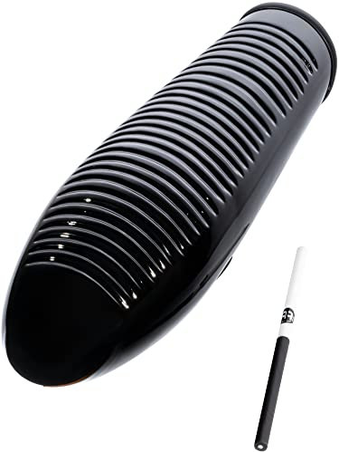 Meinl Percussion Fiberglass Güiro Instrument - Hohles Musikinstrument mit gummierten Grifflöchern - Drei Spielflächen - Fiberglas, Schwarz (GU7BK)