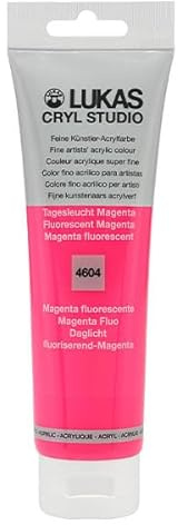 LUKAS Cryl Studio 125 ml, Acrylfarbe in Premium-Qualität, Tagesleuchtfarbe Magenta