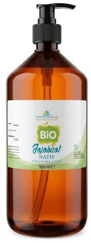 BIO Jojobaöl - 1 Liter - kaltgepresst NATIV Pharmaqualität, inkl. Dosierpumpe 1 Liter Jojoba Öl