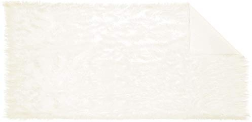 CelinaTex Plush Läufer eckig 80 x 150 cm weiß hochfloriger Fellimitat Bettvorleger Kunstfell Langhaar Flurteppich