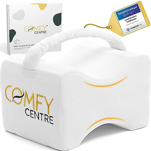 COMFYCENTRE Kniekissen Für Seitenschläfer (Band) - Orthopädisches und Ergonomisches Beinkissen aus Memory Foam - Knie Kissen - Komfortables Visco Schlafkissen Für Beine und Knie