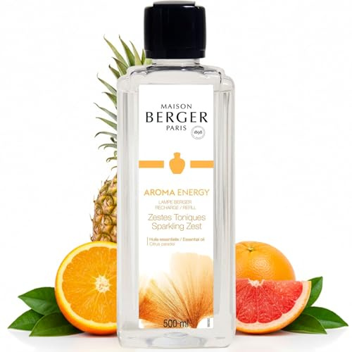 MAISON BERGER Lampe Berger Nachfüllung Aroma Energy Zestes Toniques, 500 ml | Nachfüllung Aroma Energy Zestes Toniques 500 ml für Lampe Berger Katalyse-Duftlampe, ca. 80 h