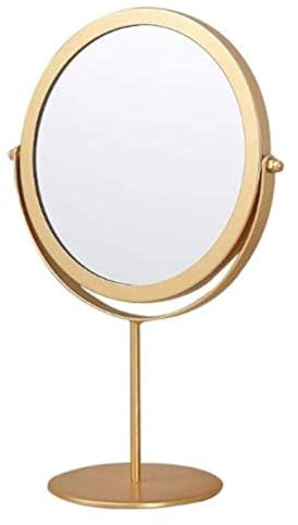 Szetosy - Specchi da tavolo in metallo rotante per toelettatura, regolabile, 19 cm, rotondo dorato