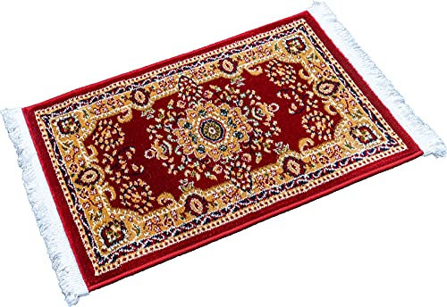 Petex Alfombra Oriental con Flecos, diseño Tradicional Oriental Tejido Rojo