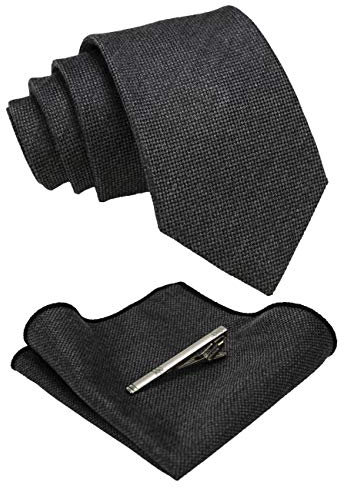 JEMYGINS Krawatte Herren Klassische Baumwoll Karierte Mehrfarbig Inklusive Einstecktuch Krawattenklammer Set