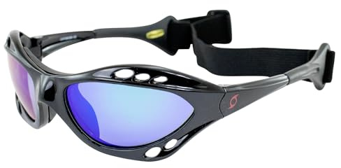 Hurricane Eyewear Category 4 Polarized Jet Ski Floating Goggles Black Padded Frames with Anti-Fog Coating (Blue Mirror)