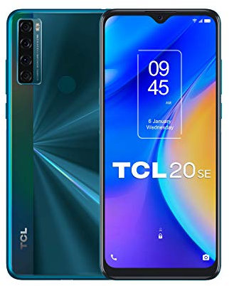 TCL 20 SE - Smartphone de 6.82 HD+ con NXTVISION (Qualcomm 460, 4G, 4GB/64GB Ampliable MicroSD, Dual SIM, Cámaras 16MP+5MP+2MP+2MP, Batería 5000mAh, Android 11) Verde