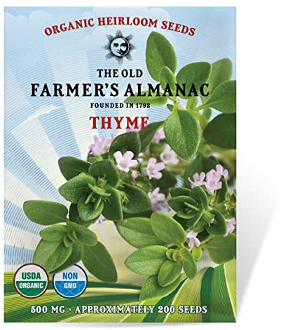 The Old Farmer's Almanac Organic Thyme Seeds - Approx 160 Seeds - Certified Organic, Non-GMO, Open Pollinated, Heirloom
