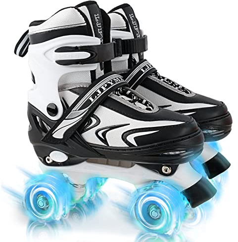ZHUKAIKJ Roller Skates for Kids, 4 Adjustable Sizes with Light-up Wheels, Men and Women