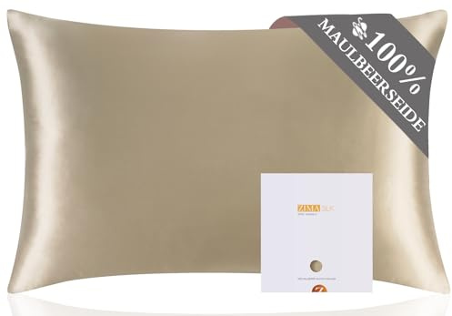 ZIMASILK Seidenkissenbezug 50 x 70 cm aus 100% Maulbeerseide, Aprikot | Doppelseitiger 19 Momme Seiden-Kopfkissenbezug aus reiner Seide, für Haare und Haut, mit Reißverschluss, 1 Stück