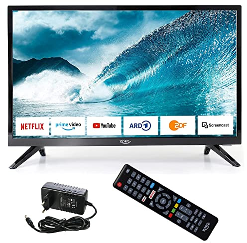 netshop 25 Set: Xoro HTL 2477 Smart TV LED Fernseher 60cm (24 Zoll) HD, Triple Tuner DVB - S2/T2/C (Wohnmobil Camping TV) USB Mediaplayer, CI+ Schacht, 12V u 230V